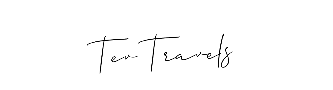 The best way (Allison_Script) to make a short signature is to pick only two or three words in your name. The name Tev Travels include a total of six letters. For converting this name. Tev Travels signature style 2 images and pictures png