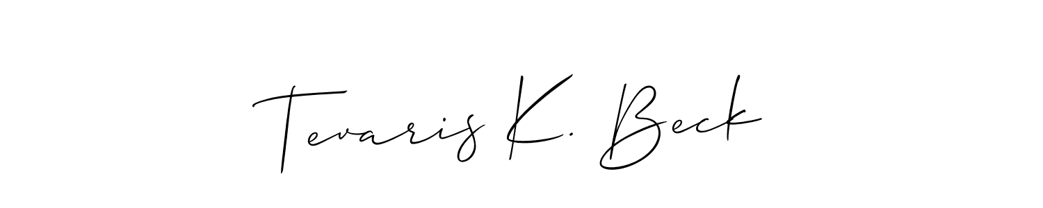 Similarly Allison_Script is the best handwritten signature design. Signature creator online .You can use it as an online autograph creator for name Tevaris K. Beck. Tevaris K. Beck signature style 2 images and pictures png