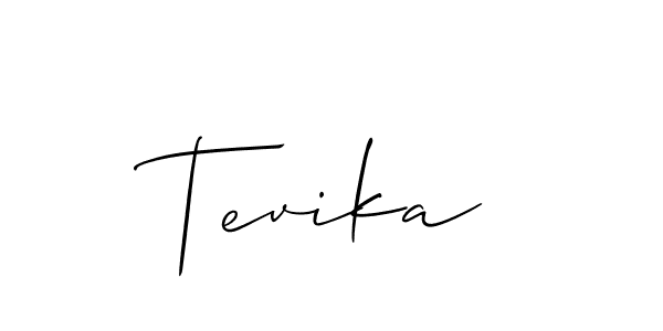 Also You can easily find your signature by using the search form. We will create Tevika name handwritten signature images for you free of cost using Allison_Script sign style. Tevika signature style 2 images and pictures png