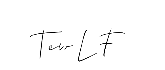 The best way (Allison_Script) to make a short signature is to pick only two or three words in your name. The name Tew L F include a total of six letters. For converting this name. Tew L F signature style 2 images and pictures png