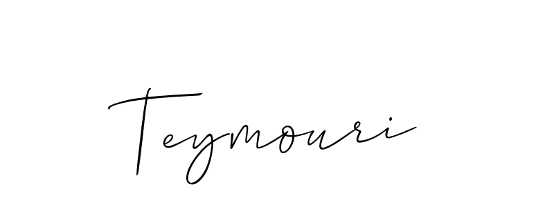 The best way (Allison_Script) to make a short signature is to pick only two or three words in your name. The name Teymouri include a total of six letters. For converting this name. Teymouri signature style 2 images and pictures png