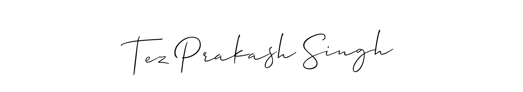 You should practise on your own different ways (Allison_Script) to write your name (Tez Prakash Singh) in signature. don't let someone else do it for you. Tez Prakash Singh signature style 2 images and pictures png