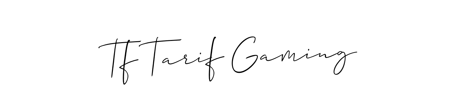 Allison_Script is a professional signature style that is perfect for those who want to add a touch of class to their signature. It is also a great choice for those who want to make their signature more unique. Get Tf Tarif Gaming name to fancy signature for free. Tf Tarif Gaming signature style 2 images and pictures png