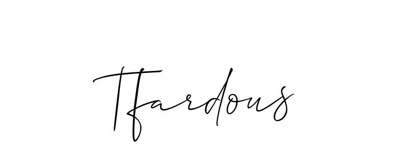 if you are searching for the best signature style for your name Tfardous. so please give up your signature search. here we have designed multiple signature styles  using Allison_Script. Tfardous signature style 2 images and pictures png