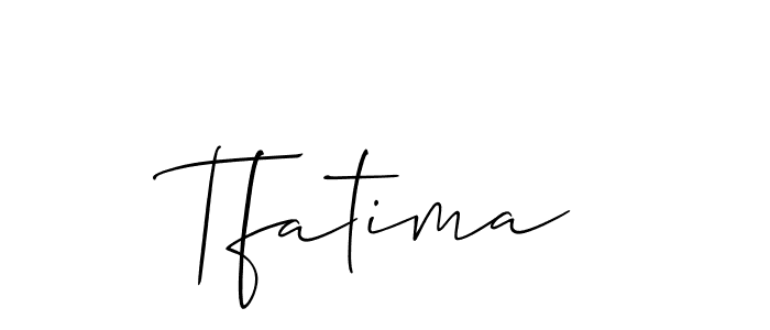 The best way (Allison_Script) to make a short signature is to pick only two or three words in your name. The name Tfatima include a total of six letters. For converting this name. Tfatima signature style 2 images and pictures png