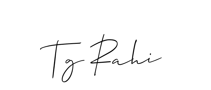 if you are searching for the best signature style for your name Tg Rahi. so please give up your signature search. here we have designed multiple signature styles  using Allison_Script. Tg Rahi signature style 2 images and pictures png