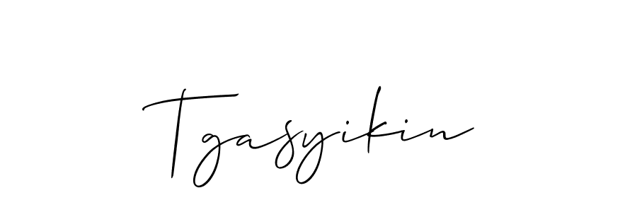 Create a beautiful signature design for name Tgasyikin. With this signature (Allison_Script) fonts, you can make a handwritten signature for free. Tgasyikin signature style 2 images and pictures png