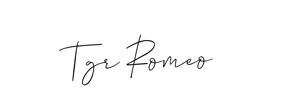 How to Draw Tgr Romeo signature style? Allison_Script is a latest design signature styles for name Tgr Romeo. Tgr Romeo signature style 2 images and pictures png