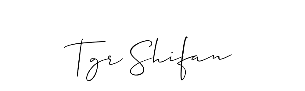 Similarly Allison_Script is the best handwritten signature design. Signature creator online .You can use it as an online autograph creator for name Tgr Shifan. Tgr Shifan signature style 2 images and pictures png