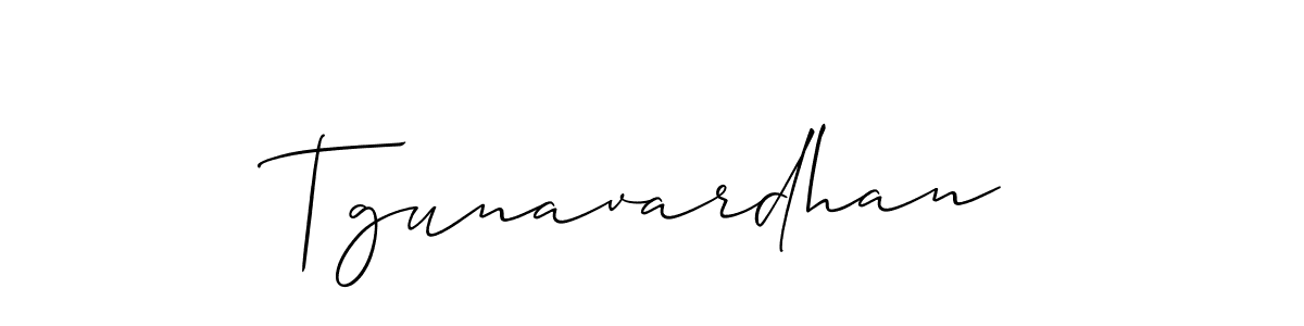 Make a beautiful signature design for name Tgunavardhan. With this signature (Allison_Script) style, you can create a handwritten signature for free. Tgunavardhan signature style 2 images and pictures png