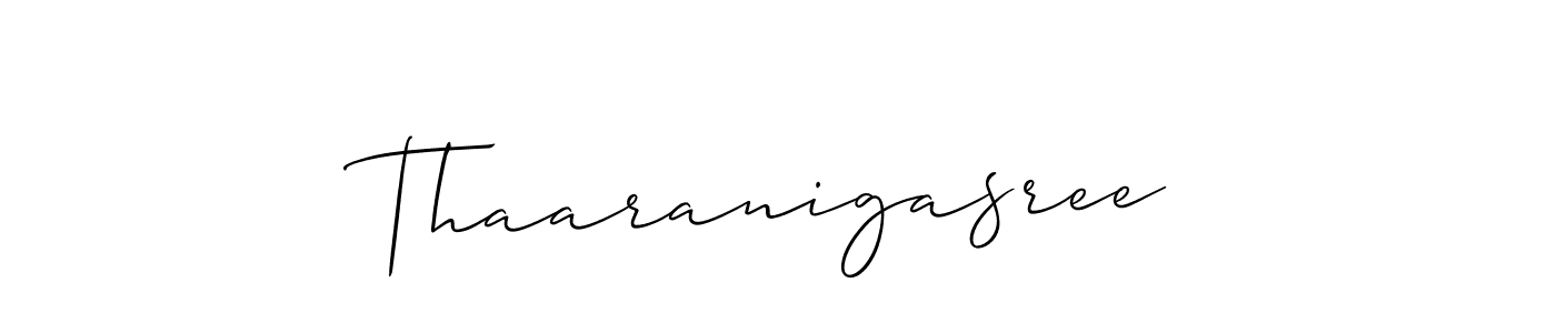 Use a signature maker to create a handwritten signature online. With this signature software, you can design (Allison_Script) your own signature for name Thaaranigasree. Thaaranigasree signature style 2 images and pictures png