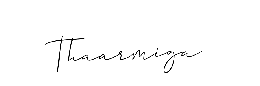 How to make Thaarmiga signature? Allison_Script is a professional autograph style. Create handwritten signature for Thaarmiga name. Thaarmiga signature style 2 images and pictures png