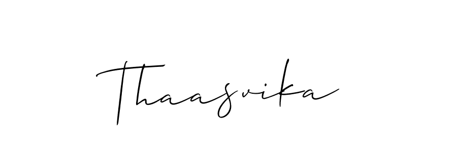 Create a beautiful signature design for name Thaasvika. With this signature (Allison_Script) fonts, you can make a handwritten signature for free. Thaasvika signature style 2 images and pictures png