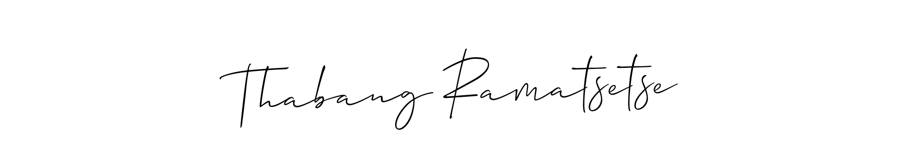 Allison_Script is a professional signature style that is perfect for those who want to add a touch of class to their signature. It is also a great choice for those who want to make their signature more unique. Get Thabang Ramatsetse name to fancy signature for free. Thabang Ramatsetse signature style 2 images and pictures png