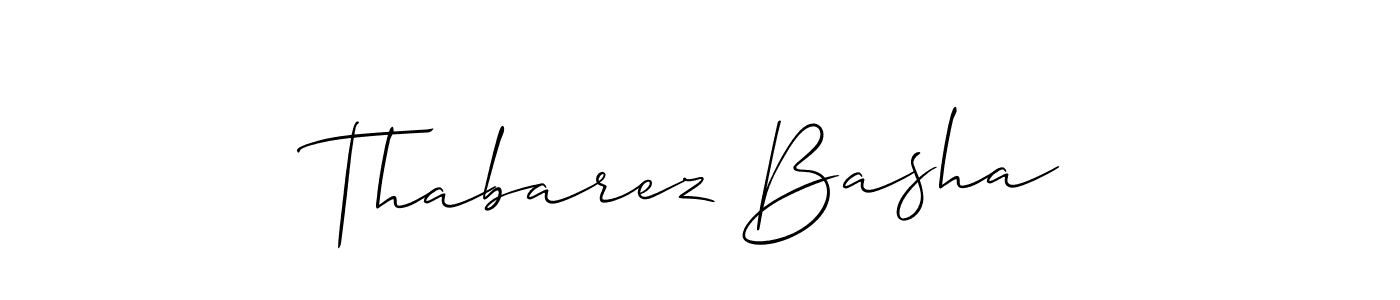 if you are searching for the best signature style for your name Thabarez Basha. so please give up your signature search. here we have designed multiple signature styles  using Allison_Script. Thabarez Basha signature style 2 images and pictures png