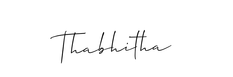Create a beautiful signature design for name Thabhitha. With this signature (Allison_Script) fonts, you can make a handwritten signature for free. Thabhitha signature style 2 images and pictures png