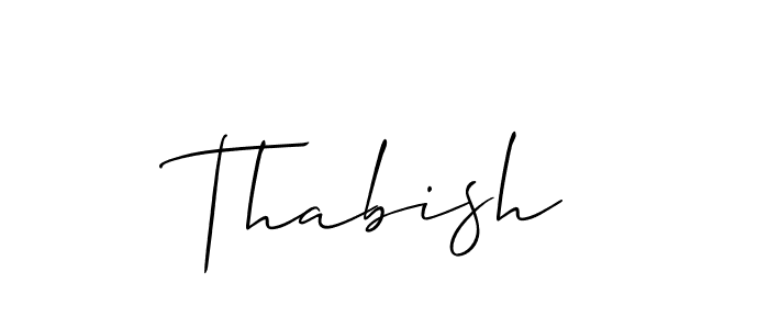 The best way (Allison_Script) to make a short signature is to pick only two or three words in your name. The name Thabish include a total of six letters. For converting this name. Thabish signature style 2 images and pictures png