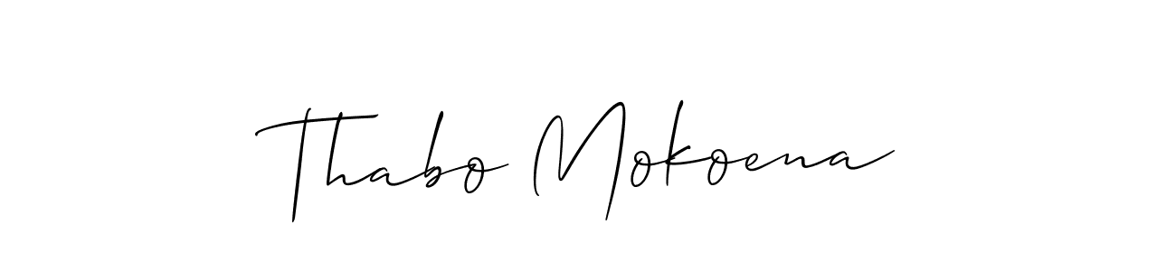 How to make Thabo Mokoena name signature. Use Allison_Script style for creating short signs online. This is the latest handwritten sign. Thabo Mokoena signature style 2 images and pictures png