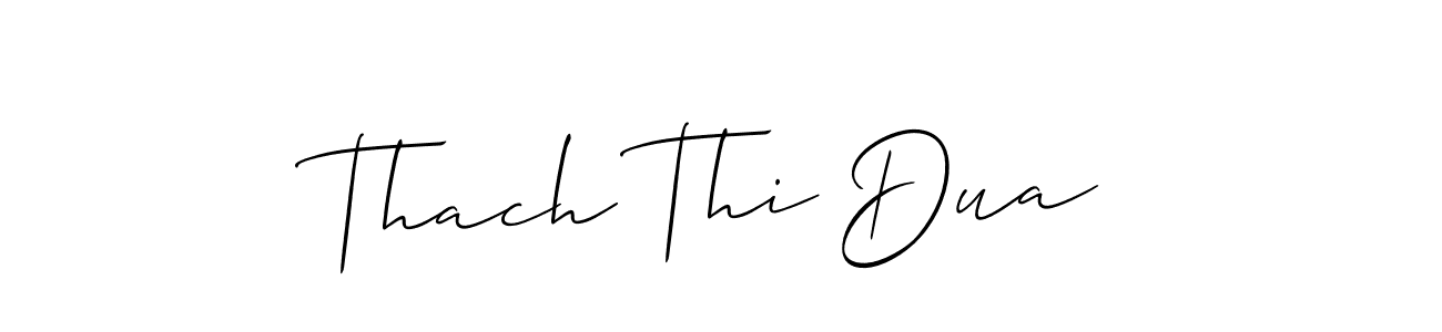 How to make Thach Thi Dua name signature. Use Allison_Script style for creating short signs online. This is the latest handwritten sign. Thach Thi Dua signature style 2 images and pictures png