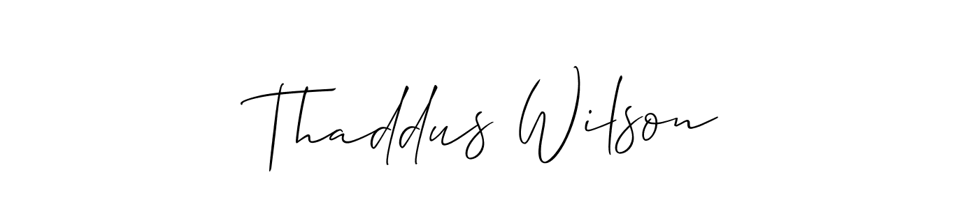 Use a signature maker to create a handwritten signature online. With this signature software, you can design (Allison_Script) your own signature for name Thaddus Wilson. Thaddus Wilson signature style 2 images and pictures png