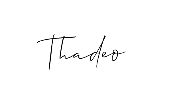 You can use this online signature creator to create a handwritten signature for the name Thadeo. This is the best online autograph maker. Thadeo signature style 2 images and pictures png