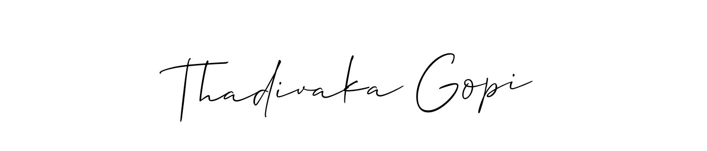 Use a signature maker to create a handwritten signature online. With this signature software, you can design (Allison_Script) your own signature for name Thadivaka Gopi. Thadivaka Gopi signature style 2 images and pictures png