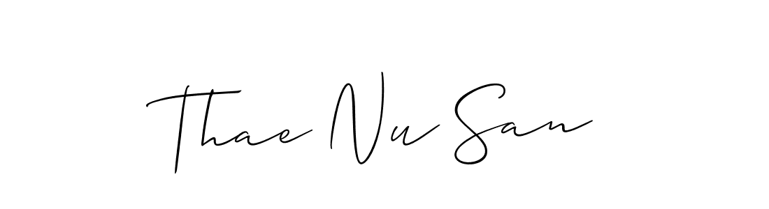 How to Draw Thae Nu San signature style? Allison_Script is a latest design signature styles for name Thae Nu San. Thae Nu San signature style 2 images and pictures png