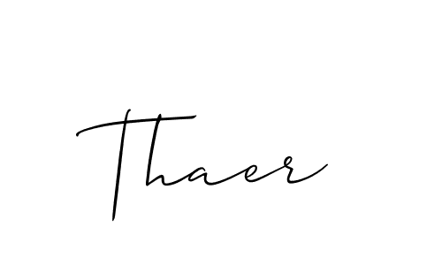 Thaer stylish signature style. Best Handwritten Sign (Allison_Script) for my name. Handwritten Signature Collection Ideas for my name Thaer. Thaer signature style 2 images and pictures png