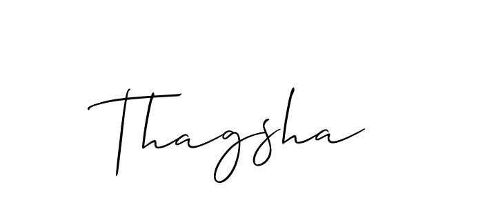 It looks lik you need a new signature style for name Thagsha. Design unique handwritten (Allison_Script) signature with our free signature maker in just a few clicks. Thagsha signature style 2 images and pictures png