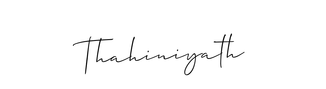 Make a beautiful signature design for name Thahiniyath. With this signature (Allison_Script) style, you can create a handwritten signature for free. Thahiniyath signature style 2 images and pictures png
