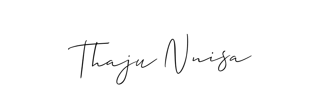 Allison_Script is a professional signature style that is perfect for those who want to add a touch of class to their signature. It is also a great choice for those who want to make their signature more unique. Get Thaju Nnisa name to fancy signature for free. Thaju Nnisa signature style 2 images and pictures png