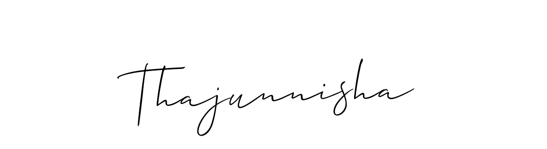 How to make Thajunnisha name signature. Use Allison_Script style for creating short signs online. This is the latest handwritten sign. Thajunnisha signature style 2 images and pictures png