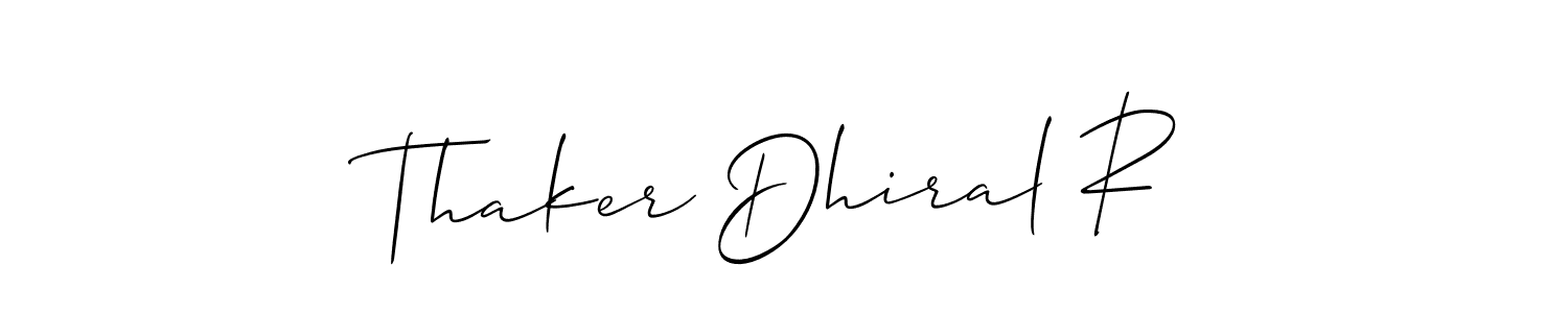 Allison_Script is a professional signature style that is perfect for those who want to add a touch of class to their signature. It is also a great choice for those who want to make their signature more unique. Get Thaker Dhiral R name to fancy signature for free. Thaker Dhiral R signature style 2 images and pictures png