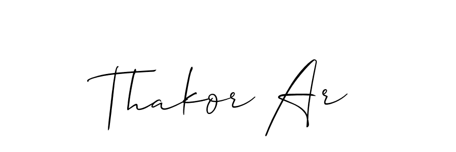 if you are searching for the best signature style for your name Thakor Ar. so please give up your signature search. here we have designed multiple signature styles  using Allison_Script. Thakor Ar signature style 2 images and pictures png