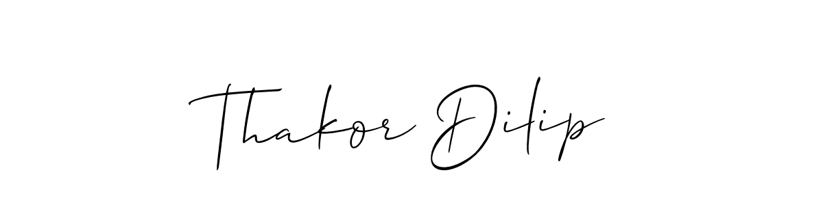 Create a beautiful signature design for name Thakor Dilip. With this signature (Allison_Script) fonts, you can make a handwritten signature for free. Thakor Dilip signature style 2 images and pictures png