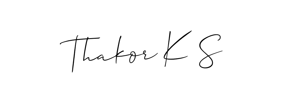 if you are searching for the best signature style for your name Thakor K S. so please give up your signature search. here we have designed multiple signature styles  using Allison_Script. Thakor K S signature style 2 images and pictures png