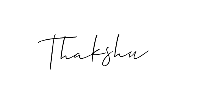 Use a signature maker to create a handwritten signature online. With this signature software, you can design (Allison_Script) your own signature for name Thakshu. Thakshu signature style 2 images and pictures png