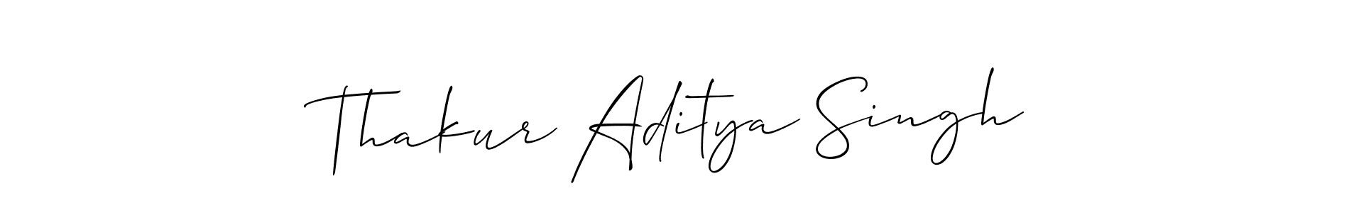 The best way (Allison_Script) to make a short signature is to pick only two or three words in your name. The name Thakur Aditya Singh include a total of six letters. For converting this name. Thakur Aditya Singh signature style 2 images and pictures png