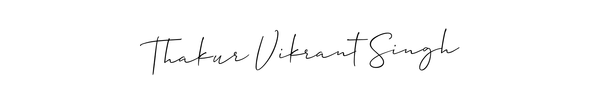 The best way (Allison_Script) to make a short signature is to pick only two or three words in your name. The name Thakur Vikrant Singh include a total of six letters. For converting this name. Thakur Vikrant Singh signature style 2 images and pictures png