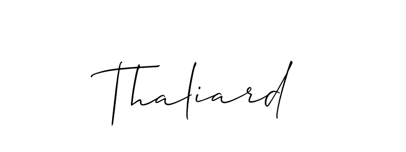 Design your own signature with our free online signature maker. With this signature software, you can create a handwritten (Allison_Script) signature for name Thaliard. Thaliard signature style 2 images and pictures png