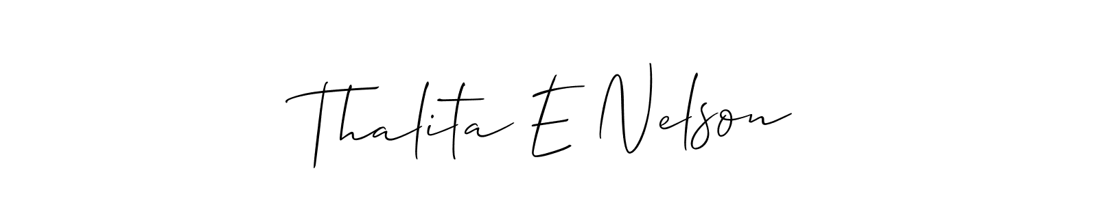 Design your own signature with our free online signature maker. With this signature software, you can create a handwritten (Allison_Script) signature for name Thalita E Nelson. Thalita E Nelson signature style 2 images and pictures png