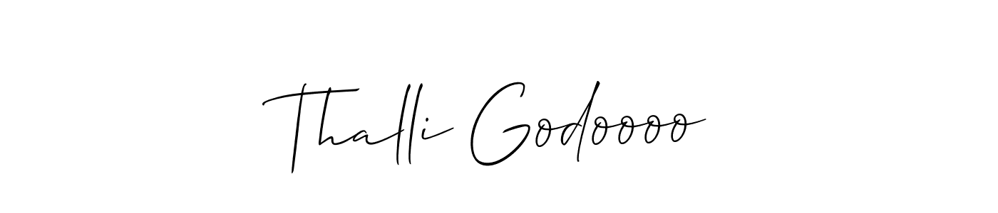 How to Draw Thalli Godoooo signature style? Allison_Script is a latest design signature styles for name Thalli Godoooo. Thalli Godoooo signature style 2 images and pictures png