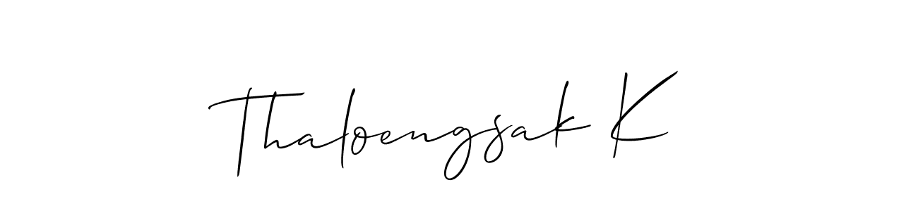 Create a beautiful signature design for name Thaloengsak K. With this signature (Allison_Script) fonts, you can make a handwritten signature for free. Thaloengsak K signature style 2 images and pictures png