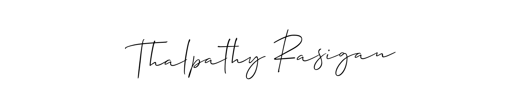 Allison_Script is a professional signature style that is perfect for those who want to add a touch of class to their signature. It is also a great choice for those who want to make their signature more unique. Get Thalpathy Rasigan name to fancy signature for free. Thalpathy Rasigan signature style 2 images and pictures png