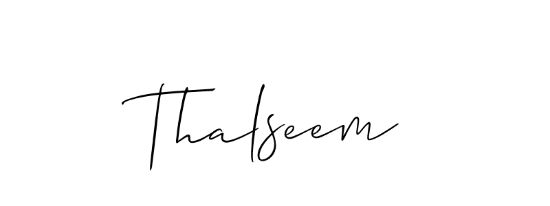 Make a beautiful signature design for name Thalseem. With this signature (Allison_Script) style, you can create a handwritten signature for free. Thalseem signature style 2 images and pictures png