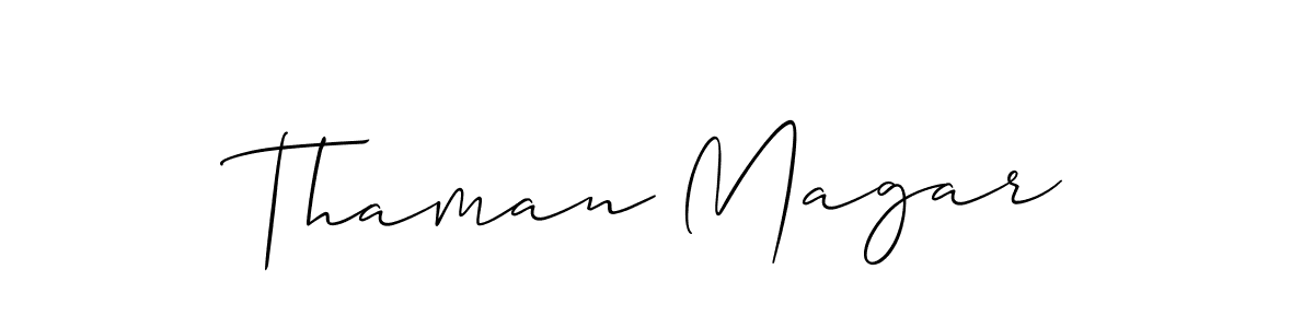 if you are searching for the best signature style for your name Thaman Magar. so please give up your signature search. here we have designed multiple signature styles  using Allison_Script. Thaman Magar signature style 2 images and pictures png