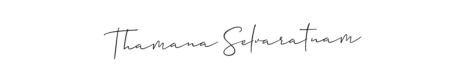 Thamana Selvaratnam stylish signature style. Best Handwritten Sign (Allison_Script) for my name. Handwritten Signature Collection Ideas for my name Thamana Selvaratnam. Thamana Selvaratnam signature style 2 images and pictures png