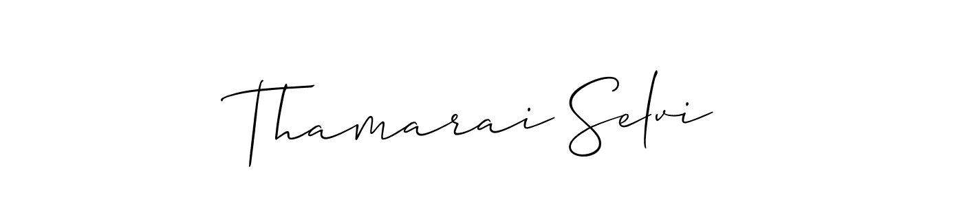 if you are searching for the best signature style for your name Thamarai Selvi. so please give up your signature search. here we have designed multiple signature styles  using Allison_Script. Thamarai Selvi signature style 2 images and pictures png