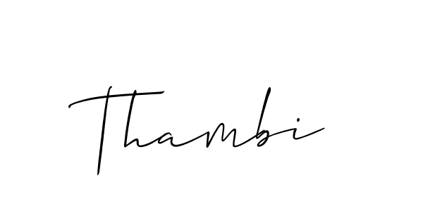 Use a signature maker to create a handwritten signature online. With this signature software, you can design (Allison_Script) your own signature for name Thambi. Thambi signature style 2 images and pictures png