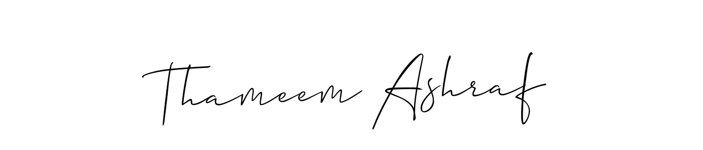 How to make Thameem Ashraf signature? Allison_Script is a professional autograph style. Create handwritten signature for Thameem Ashraf name. Thameem Ashraf signature style 2 images and pictures png